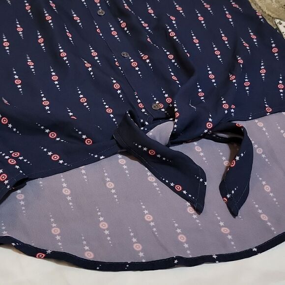 Marvel Her Universe Captain America Tie Waist Blouse Shirt Size M - Picture 6 of 10